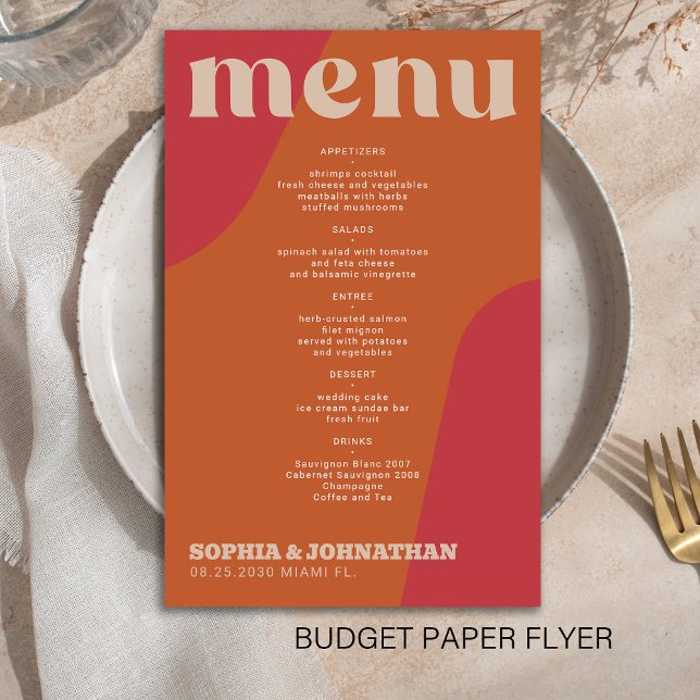 Budget modern retro groovy wedding menu template flyer (Von Creator hochgeladen)