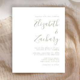 Budget Modern Sage Green Script Einladung