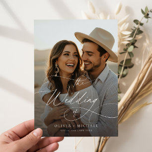 Budget Modern Script Boho Foto Wedites Einladungen