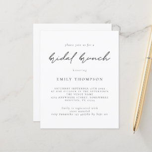 Budget Modern Script Bridal Brunch Shower Einladun