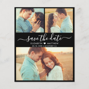 Budget Modern Script Foto Black Save the Date