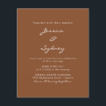 Budget Modern Sienna Script Einladung Hochzeit<br><div class="desc">Budget Minimalistisch Moderne Siena Braun Drehbuch Einladung</div>