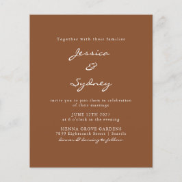 Budget Modern Sienna Script Einladung Hochzeit