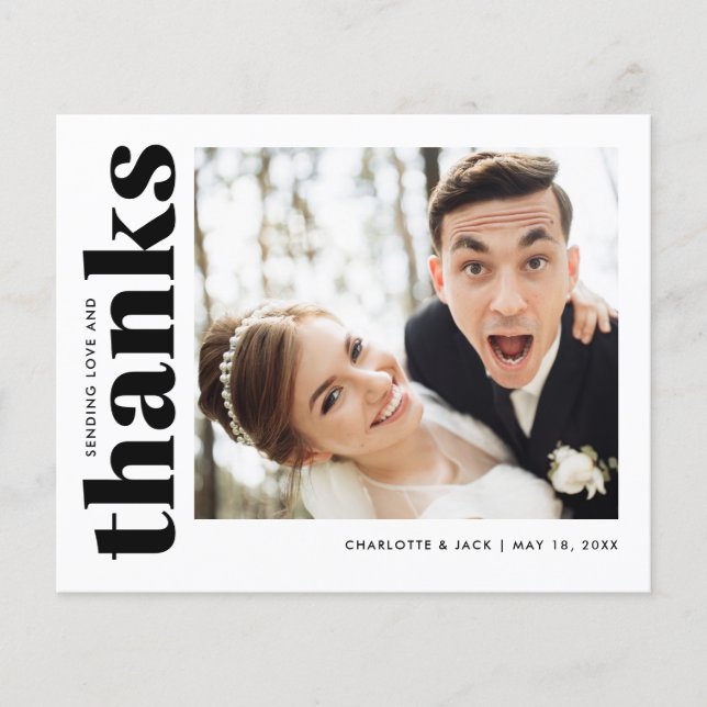 Budget Modern Simple Foto Wedding Vielen Dank Flyer (Vorne)