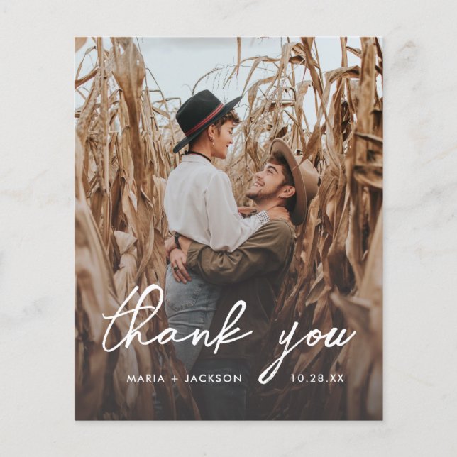 Budget Modern Simple Wedding Foto Vielen Dank Flyer (Vorne)