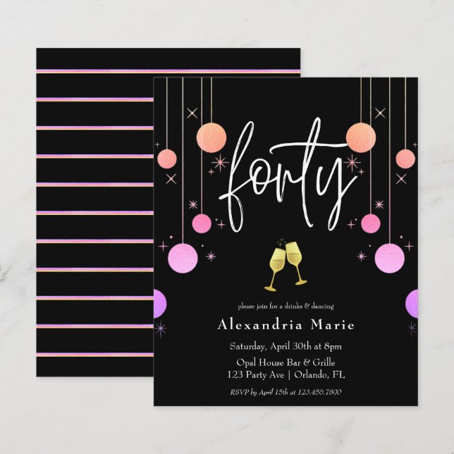 Budget Modern Sparkle 40. Geburtstag (Vorne/Hinten)