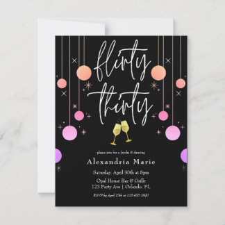 Budget Modern Sparkle "Kokett Dreißig" Geburtstag Einladung