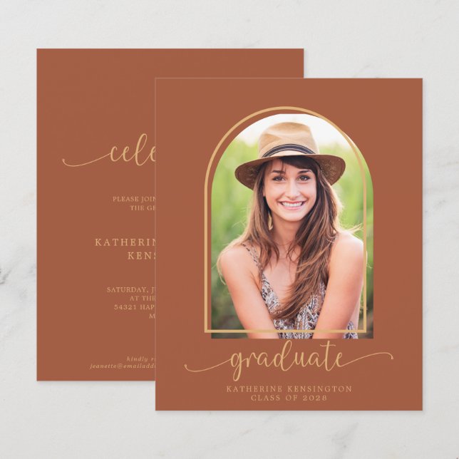 Budget Modern Terracotta Arch Foto Abschluss (Vorne/Hinten)