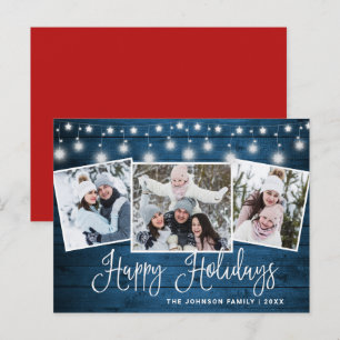Budget Modern Weihnachten 3 FOTO Grußkarte Postkarte
