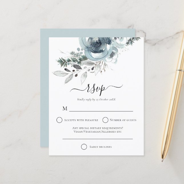Budget Modern Winter Floral Weihnachten Hochzeit R (Vorderseite/Rückseite Beispiel)
