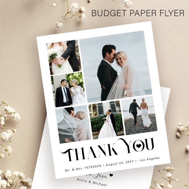 Budget moderne 6 Foto Collage Hochzeit danke Flyer (Von Creator hochgeladen)