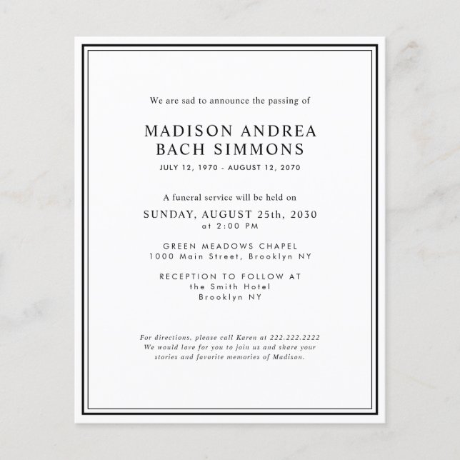 Budget Moderne Beerdigungsfeier Flyer (Vorne)