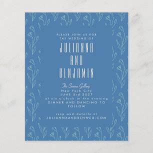 Budget Moderne Boho Blumenlinie Art Blue Wedding