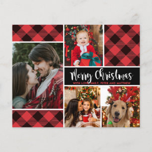 Budget moderne Buffalo Plaid Photo Carte de Noël