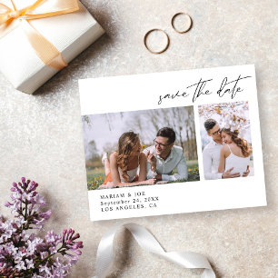 Budget Moderne Chic Zweifoto "Save the Date" Flyer