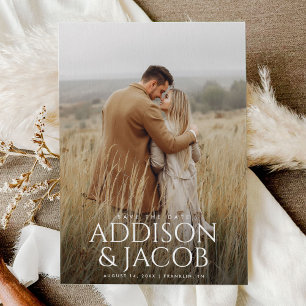 Budget Moderne einfache Namen Foto-Hochzeit Save The Date