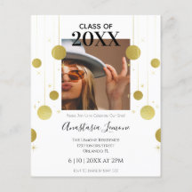 Budget Moderne Gold & White Abschluss Einladung