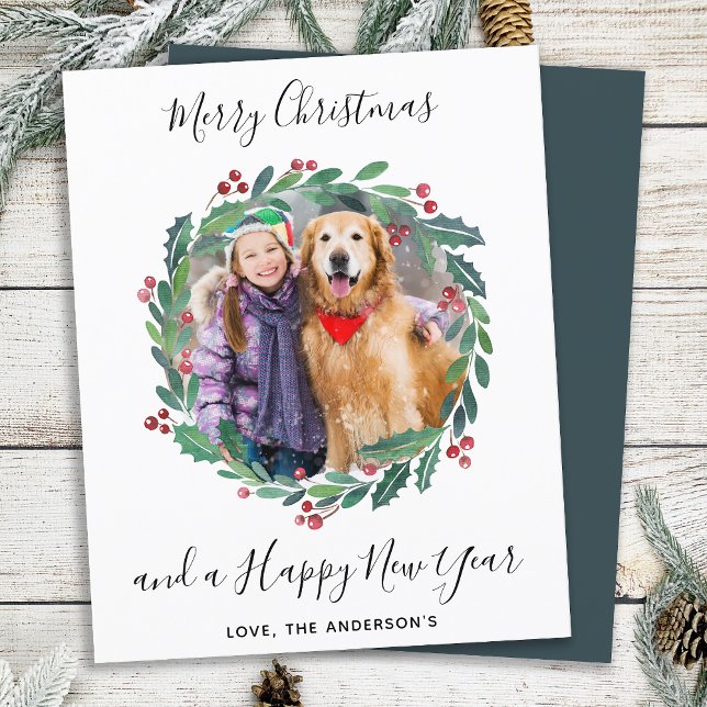 Budget Moderne Grünkraut Weihnachtsfotokarte (Von Creator hochgeladen)