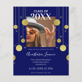 Budget Moderne Marine & Gold Abschluss Einladung