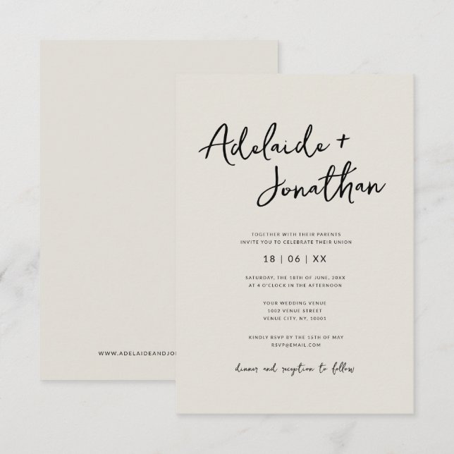 Budget Moderne minimaliste Faire-part de mariage i (Devant / Derrière)