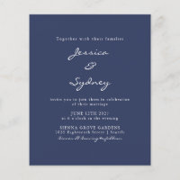 Budget Moderne Navy Blue Script Einladung