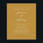 Budget Moderne Ocker Script Einladung<br><div class="desc">Budget Minimalistisch Moderne Ochelgelbe Mustard-Schrift Einladung zur Hochzeit</div>