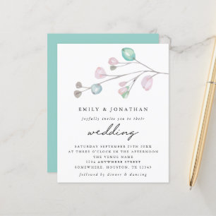 Budget Moderne Pastel Feuilles Faire-part de maria