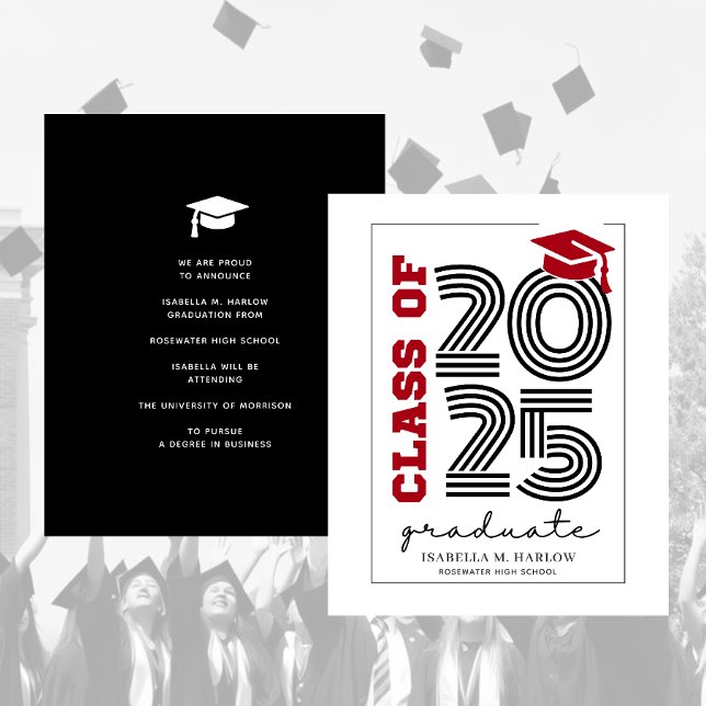 Budget Moderne Retro Red Black Grad Annouement (Von Creator hochgeladen)