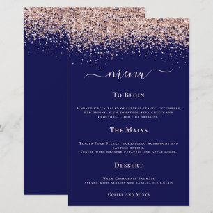 Budget Moderne Rose Gold Glitzer Hochzeitsmenü der