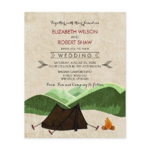Budget Moderne rustikale Camping Hochzeitseinladun