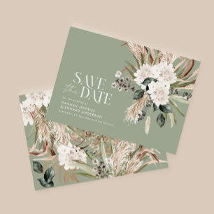 Budget Moderne rustikale Pampen Save the Date Mitteilungskarte