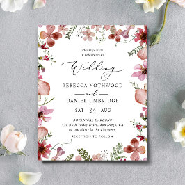 Budget Moderne rustikale rosa Hochzeit Einladung