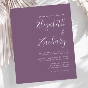 Budget Moderne Schrift Mauve Hochzeitseinladung