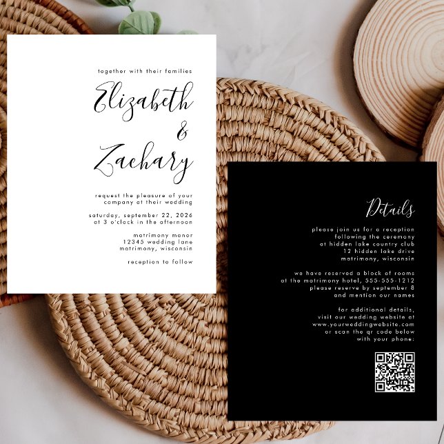 Budget Moderne Schwarz-Weiß-QR-Hochzeit (Von Creator hochgeladen)