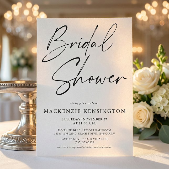 Budget Moderne Schwarz-weiße Brautdusche Einladung (Von Creator hochgeladen)