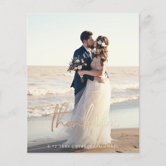 Budget Moderne Script Mariage Photo Merci Cartes (Devant)