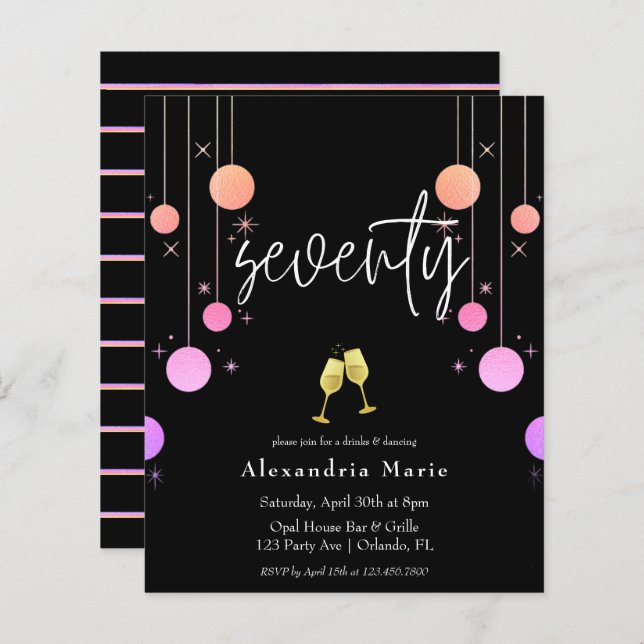 Budget Moderne Sparkle 70. Geburtstagspartei (Vorne/Hinten)