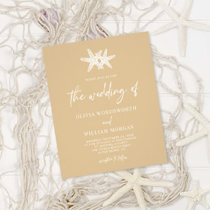 Budget Moderne Starfish Beige Skript Hochzeit einl Flyer