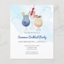 Budget Moderne Summer Cocktail Party Einladungen