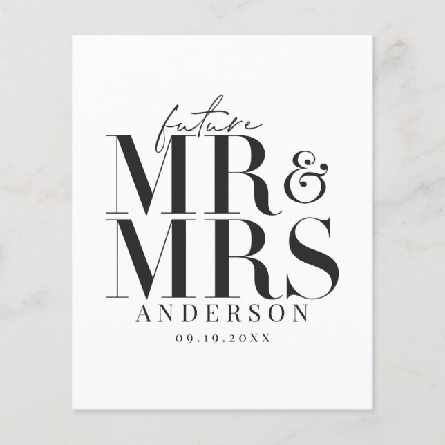 Budget Moderne Typografie Hochzeit Einladung Flyer (Vorne)