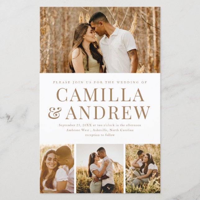 Budget Modernes 4 Foto Elegantes Hochzeitsempfang (Vorderseite)
