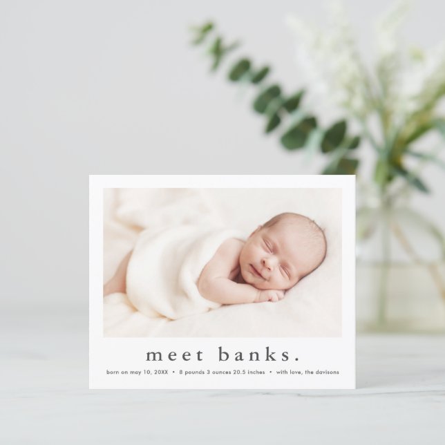 Budget Modernes Baby Foto Geburtserklärung (Stehend Vorderseite)