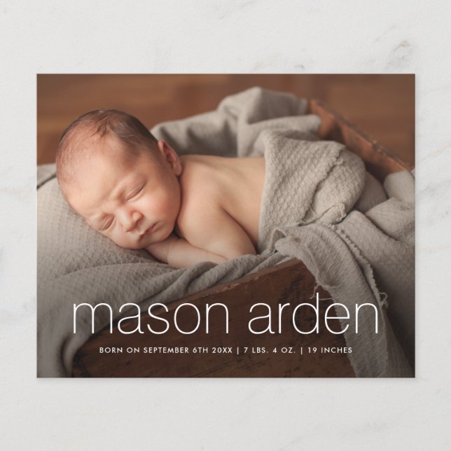 Budget Modernes Baby Foto Geburtserklärung (Vorderseite)