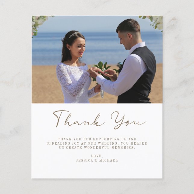 Budget Modernes elegantes Foto Hochzeit Dankeschön (Vorderseite)