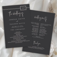 Budget Modernes Flachschwarz-Monogramm-Hochzeitspr