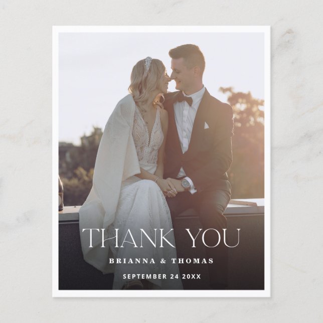 Budget Modernes Foto Hochzeit Vielen Dank Flyer (Vorne)