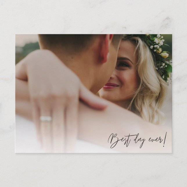Budget Modernes Foto Hochzeitbudget Vielen Dank Postkarte (Vorderseite)