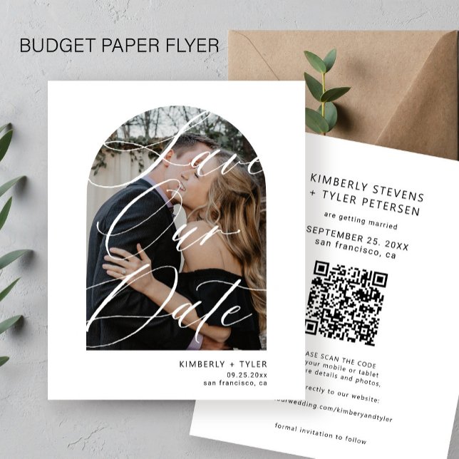 Budget Modernes Foto QR CODE Hochzeit speichern Si Flyer (Von Creator hochgeladen)