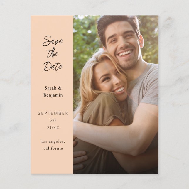Budget Modernes Foto & Seite Save the Date - Peach (Vorderseite)