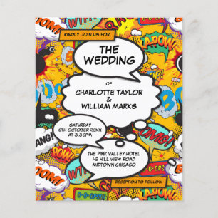 Budget Modernes Fun Comic Hochzeit Einladung